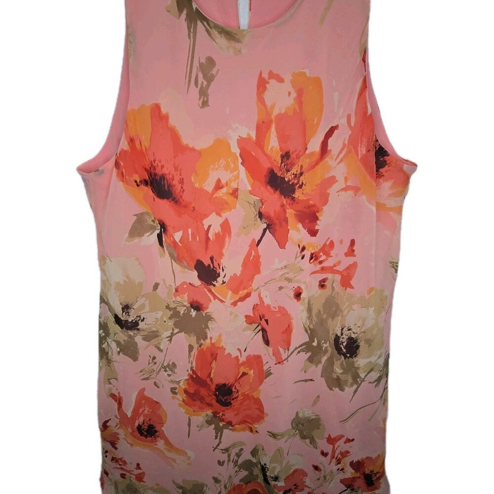 Ralph Lauren Line-A Mini Dress Salmon Floral Sleeveless Resort Party Size 6 - Picture 3 of 9
